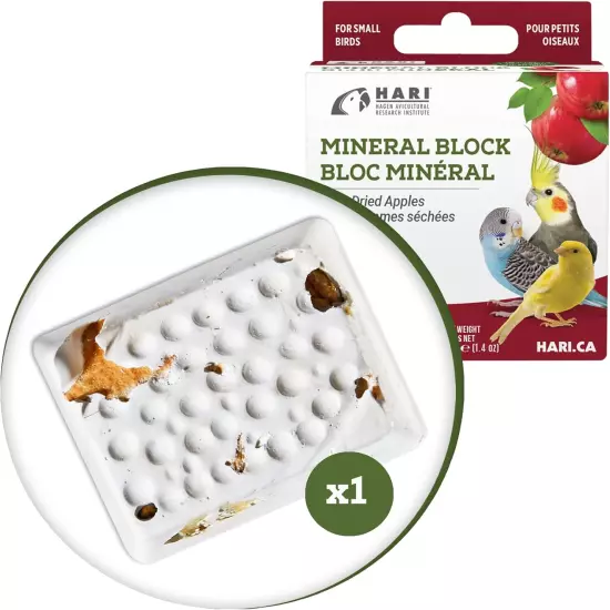 Mineral Block for Birds with Dried Apples, Calcium Supplement Bird Treat