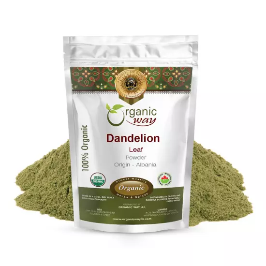 Organic Way Dandelion Leaf Powder - Herbal Tea| Organic, Kosher & USDA Certified