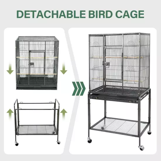 53" Large Bird Pet Cage Large Play Top Parrot Finch Cage Macaw Cockatoo W/ Door