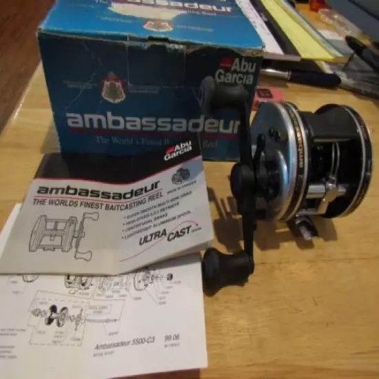 Vintage Ambassadeur 5500-C3 High Speed casting reel with box and papers # 990705