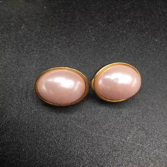 Set of 4 Joan Rivers Round Pink Cream Gold Gray Faux Pearl Clip On Earrings Box