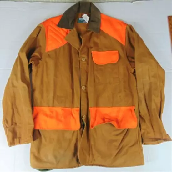 Vintage SafTBak Upland Bird Hunting Blaze Orange Button Up Canvas Jacket Size L