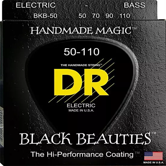 DR BKB-50 4 string Black Beauties Black Coated Bass Guitar Strings 50-110 Heavy