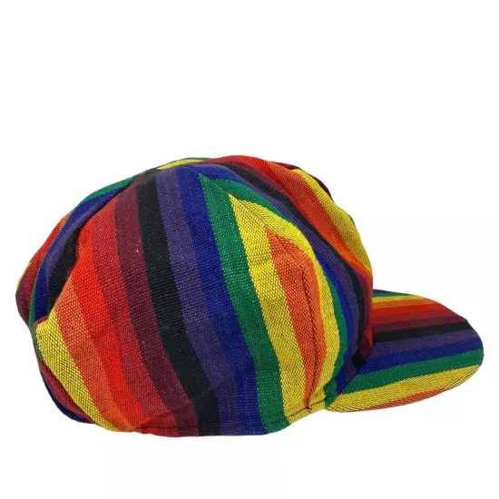 Railroad Baseball Cap RAINBOW Train Conductor Hat USA Men L-XL Stretch VTG Rare!