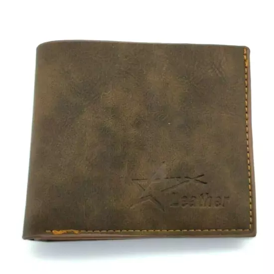 Men Leather Bi-Fold Wallet Brown