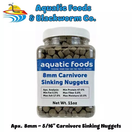 8mm- 5/16" Carnivore Sinking Nuggets for Oscars, Discus, Angelfish & More WL-JAR