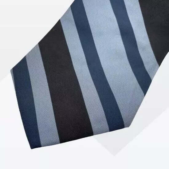 Express Studio Blue Black Striped Regiment Repp Italian Silk Tie 4" x 58"