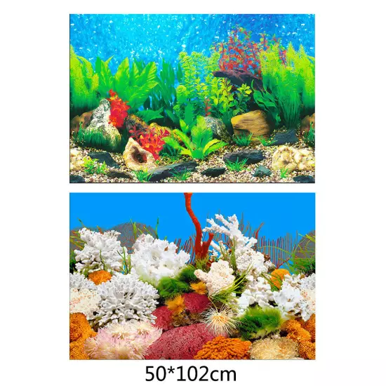 2 in 1 Double-sided Printing 3D Poster Decor Aquarium Fish Tank Background Decor