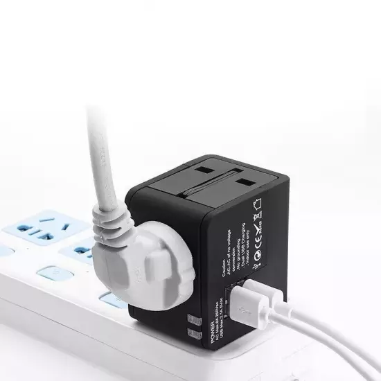 Universal Travel Adapter World Wide Use Multi Plug Charger UK EU AU US USB Ports