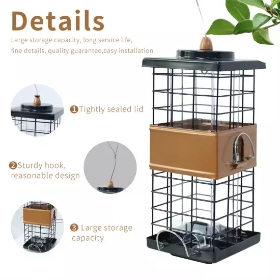 Squirrel Proof Bird Feeder Metal Mesh Bird Feeders for Outdoor Garden Patio Yard