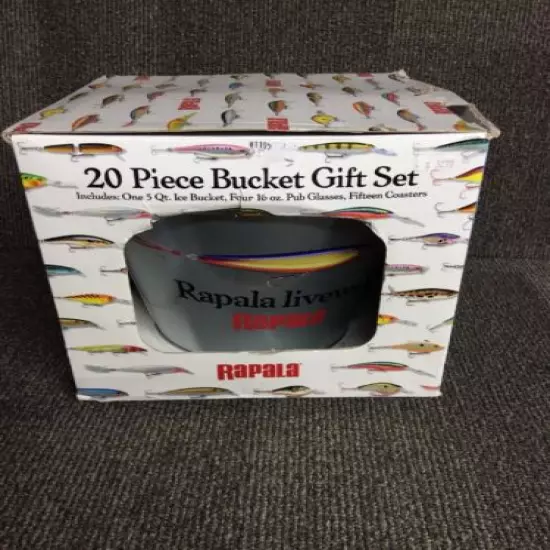 Rapala Ice Bucket Glasses & Coaster Fishing Gift Set 