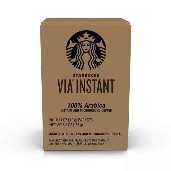 via Instant Coffee, Blonde Roast Coffee, Veranda Blend, 100% Arabica, 1 Box (50