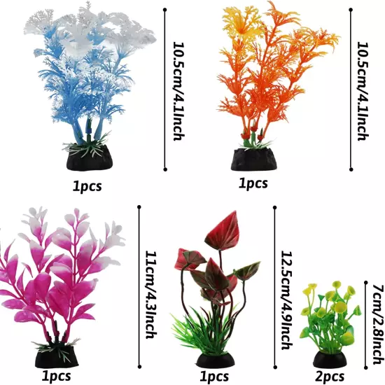 Aquarium Decorations Plants, 6Pcs Aquarium Decor Plants, Colorful Fish Tank Acce