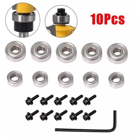 10pc Set Router Bit Top Mounted Ball Bearing Guide For Router Bit Bearing Repair