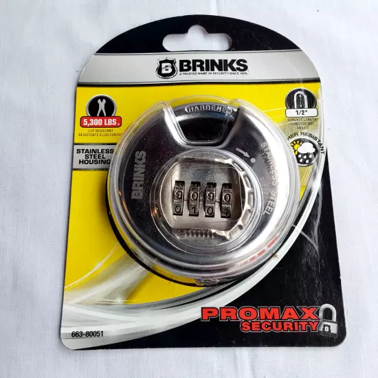 BRINKS PROMAX SECURITY 3-1/8" Combination Padlock with 1/2in Shackle