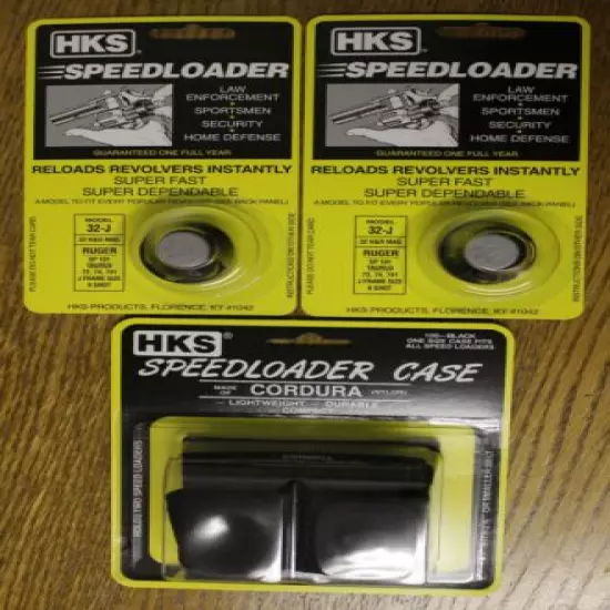 (2 PACK with Pouch) HKS 32-J Speedloaders [6-shot .32 H&R Mag J-Frame]+HKS Case 