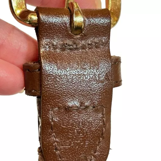 Men's Braided Woven Genuine Split Leather Brown Belt Size 40