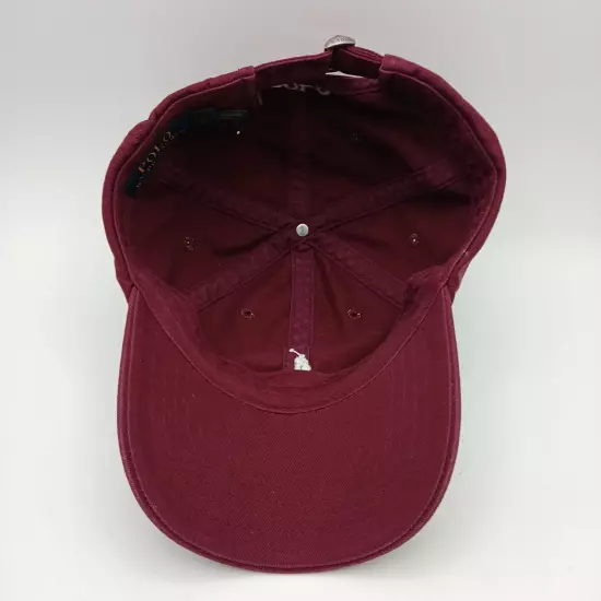 Polo Ralph Lauren Hat Cap Strap Back Burgundy Red White Pony Logo and Script