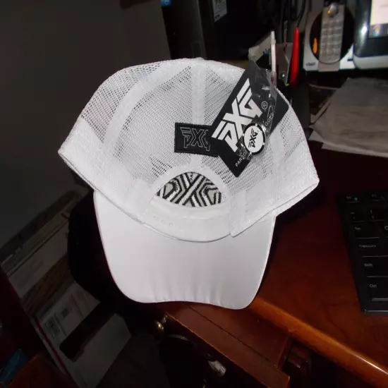 1 NEW PXG White Floral W/ Black Golf Hat Adjustable Snapback, W/ Ball Mark 