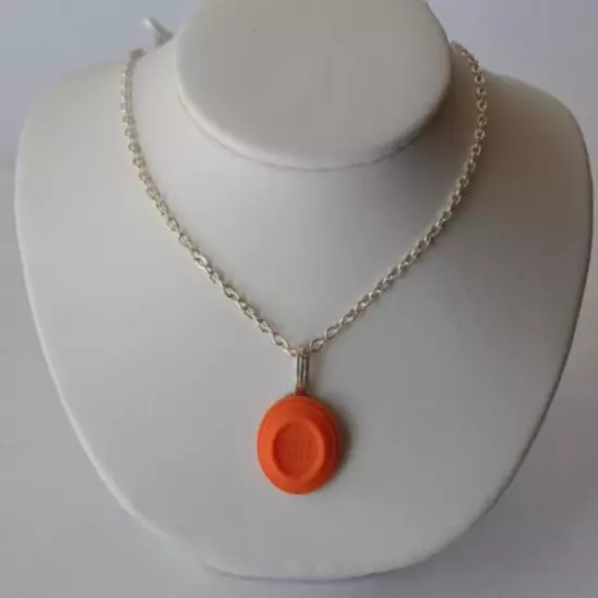 White Flyer Orange Clay Pigeon Target Pendant with Silver Plate Chain