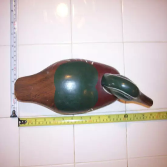 EXCELLENTLY HANDCRAFTED SOLID WOOD COLLECTIBLE 15in DECOY WOODS DUCK 