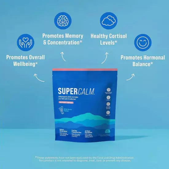 Supercalm Powdered Drink Mix Supplements for Relaxation & Focus No Sugar Non GMO