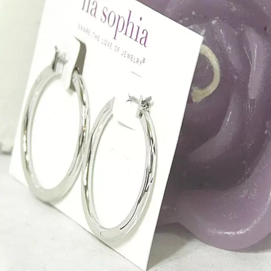 Beautiful Lia Sophia "TRENDCAST" Hoop Earrings, Silver Toned, NWT *VERY POPULAR*