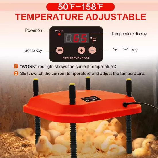 Chicken Brooder Heating Plate for Chicks and Ducklings Temperature Adjustable...