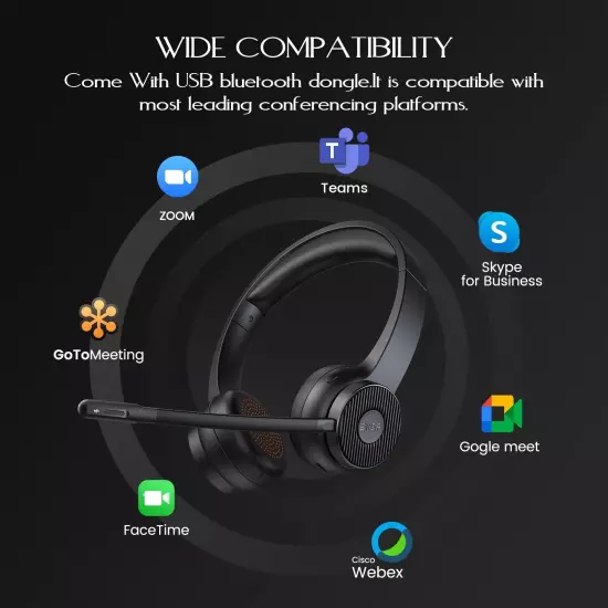 EKSA Wireless Headset, Bluetooth 5.2 Headset with Noise Cancelling Microphone...