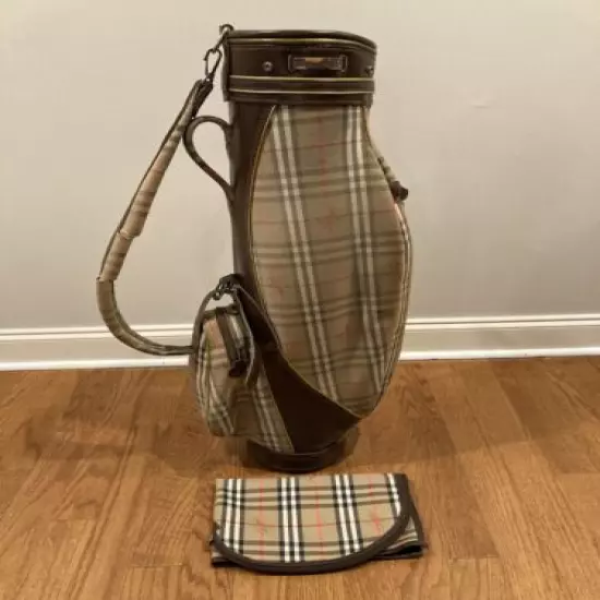 True VTG Genuine Burberry Nova Check Archive Golf Bag w/ Rain Cover (See Photos)