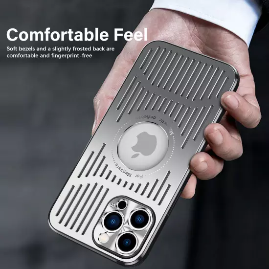 For iPhone 15 16 Pro Max 14 13 12 Magsafe Metal Shockproof Heat Dissipation Case