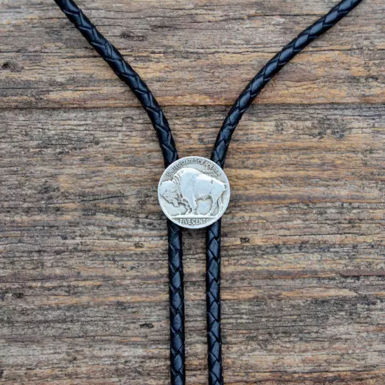 Genuine Buffalo Nickel Bolo Tie - Four Bolo Tip Options