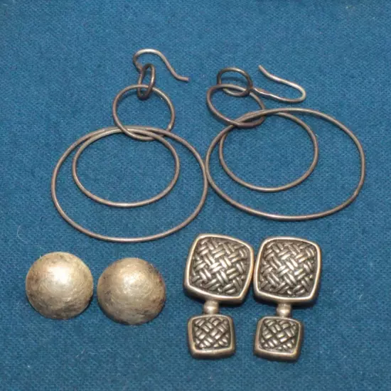 Bundle of 3 Sterling Silver Earrings - 12.62g