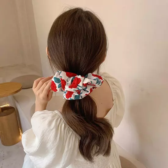 Floral Printed Hair High Elastic Large Intestine Hair Ring G4P3 ио