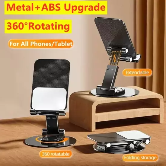 360 Rotating Mobile Phone Holder Aluminum Alloy Portable Foldable Lazy Desktop L