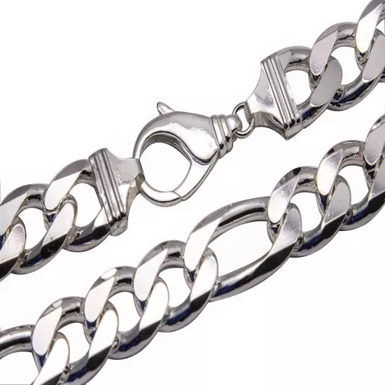 .925 Sterling Silver Figaro Link Chain Necklace 1mm-17mm Sz 16"-36"