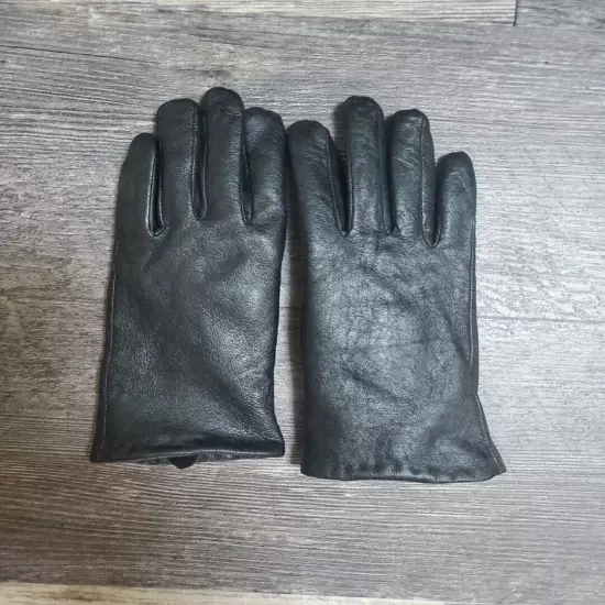 GLOVES WOMEN LEATHER lined Black Driving Gloves small