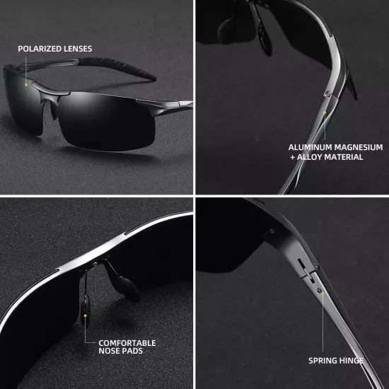 Men's Sport Al-Mg Polarized Sunglasses Men Driving Fishing Outdoor Golf Glasses