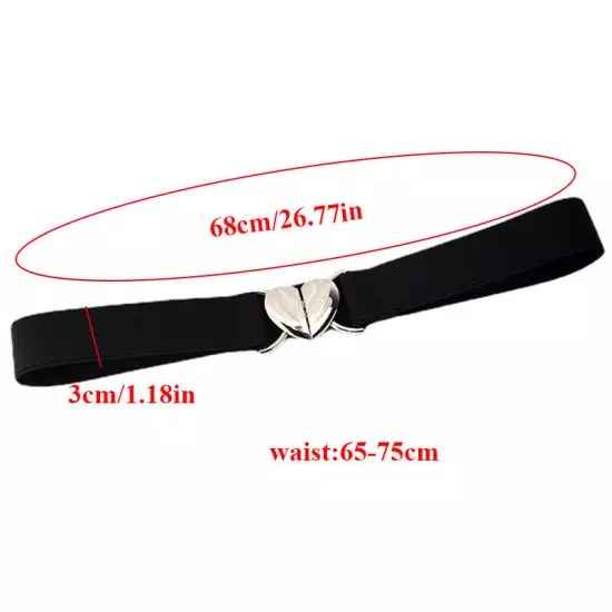 Womens Belt Stretch Elastic Skinny Waist Ladies Dress Waistband Metal Buckle □