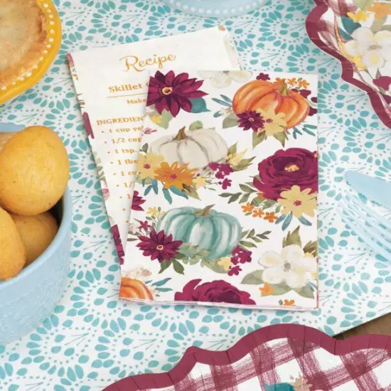 Pioneer Woman Floral Pumpkin Thanksgiving 24 ct Paper Napkins Free shipping US