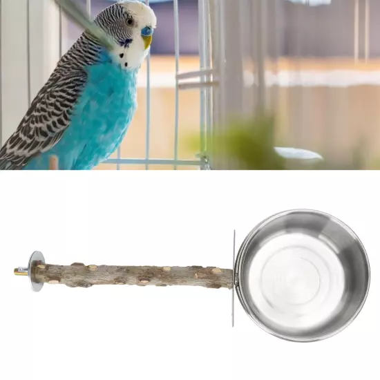 Parrots Stainless Steel Feeding Cups With Clamp Holder Birds Water Food Bowl AD5