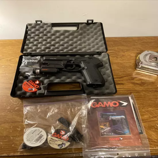 Gamo PT-80 8-shot Magazine Semi-Auto CO2 Pellet Pistol .177 Cal. With Laser