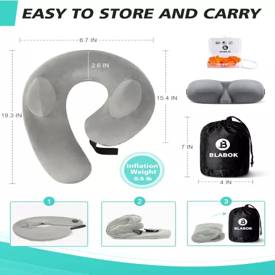 Neck Pillow for Travel, Inflatable Travel Neck Pillows for Airplanes,Travel Pill