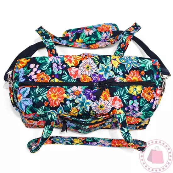 NWT ❤️ vera bradley Happy Blooms Small 18" Duffel Navy Floral Overnight Bag