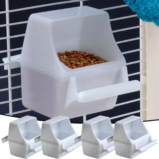 4Pcs Bird Feeder hanging Bowls Plastic Parrot Cage Feeding Food Water Cups