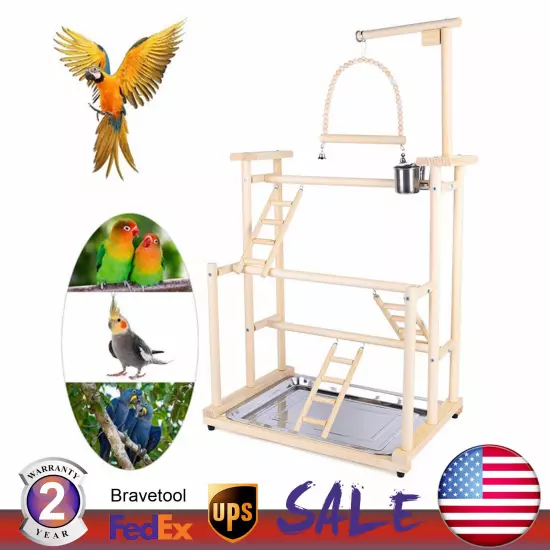 3 Layers Bird Playground Parrot Play Stand Bird Gym for Parakeets Cockatiels Gym