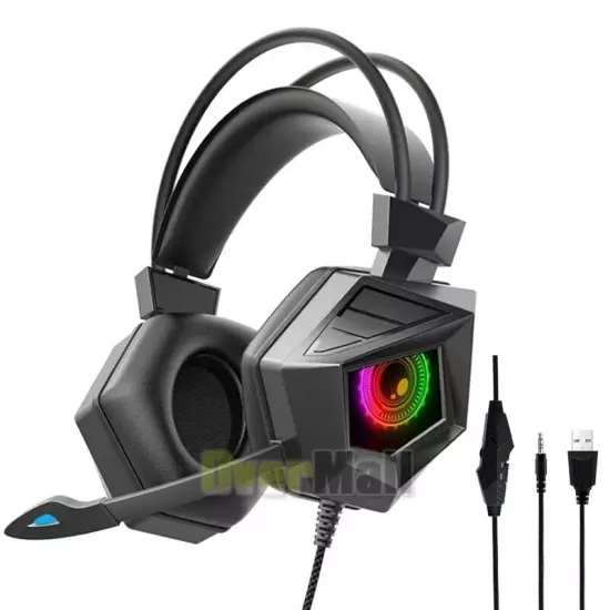 3.5mm Gamer Gaming Headset Surround Sound with Noise Canceling Mic LED RGB Light