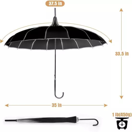 Pagoda Peak Old-Fashionable Ingenuity Umbrella Parasol (Black)