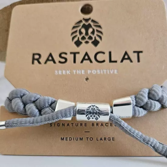 Rastaclat Signature I LOVE YOU Braided Bracelet Gray/Silver Size M/L