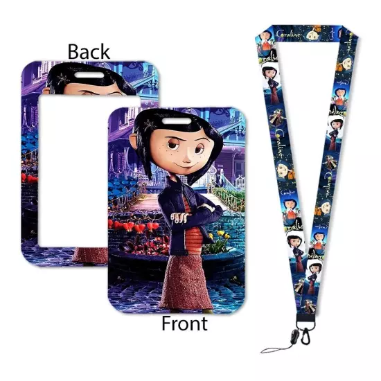 Coraline Movie Themed Lanyard ID Card Holder Keychain Neck Strap - Ship from US